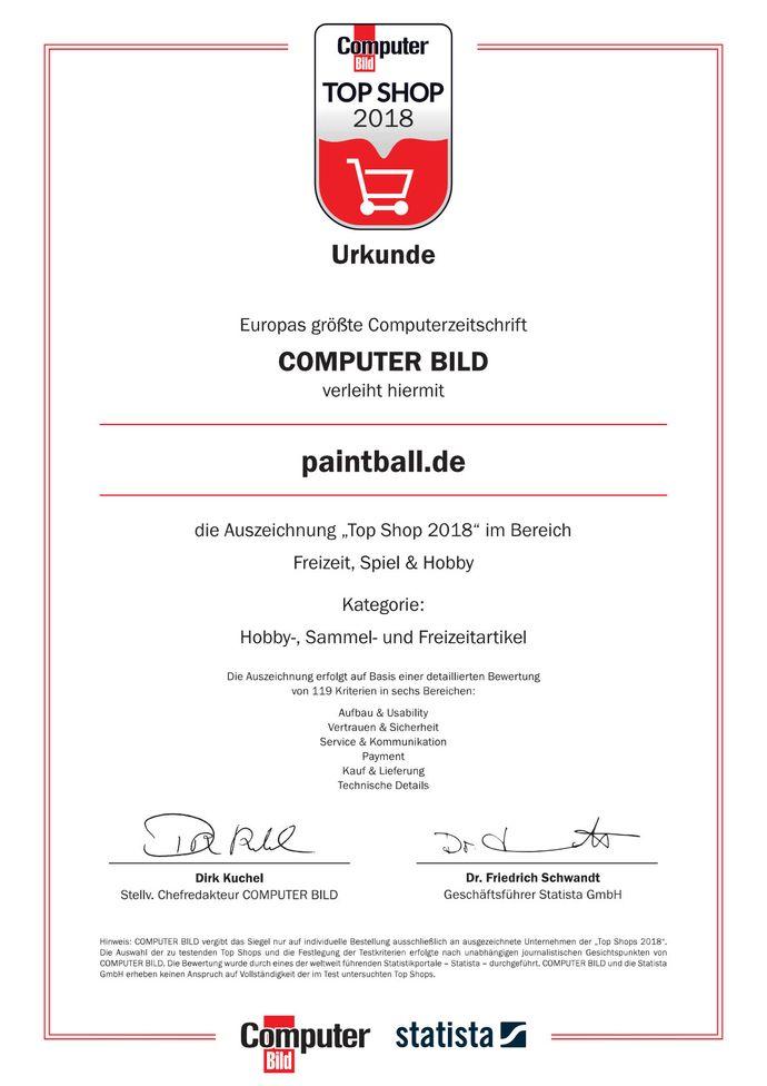 ComputerBild Top Shop 2018 Urkunde
